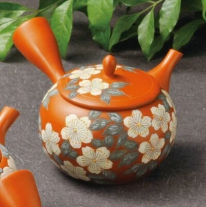 Kyusu Japanese Teapot TOKONAME KUTANI WARE Cherry Blossoms Ceramic Mesh Japan RD - Picture 1 of 3