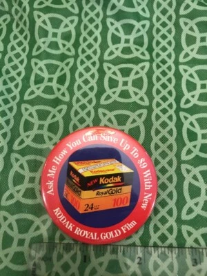 Vintage Save Up To $9 Employee Pin Advert Promo Kodak Royal Gold Film 90's Pin - Image 1 of 4