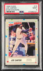 1988 Fleer Star Stickers  Joe Carter  PSA 9  Cleveland Indians Toronto Blue Jays