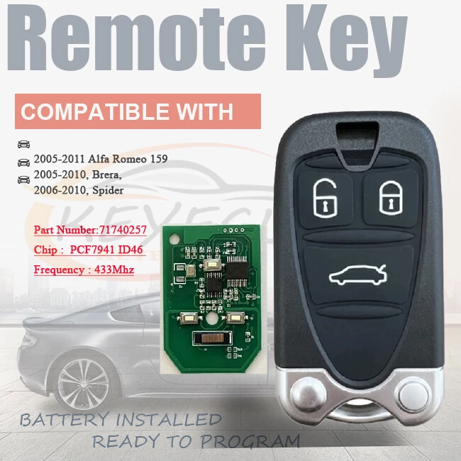 for 2005-2011 Alfa Romeo 159 Brera 156 Spider Remote Fob Smart Car Key 71740257 — 第 1/4 张图片