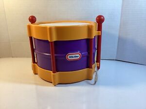 Vintage Little Tikes Toy Drum & Attached Drum Sticks Purple And Orange