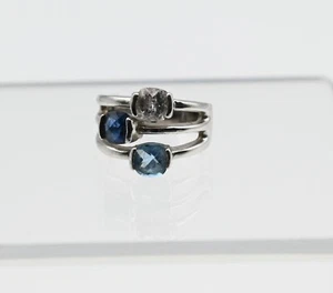 Lia Sophia Rivera Shades Of Blue Size 7.75 Crystal Silver Tone Ring - Picture 1 of 7