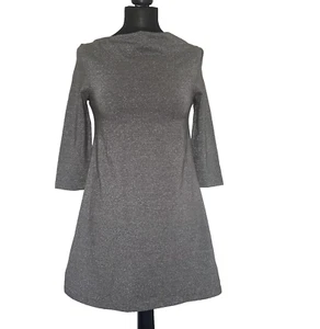 Topshop Grey Khaki 3/4 Length Sleeve Lurex Top Dress Tunic UK 8-10 exc cond* Y2K - Picture 1 of 24