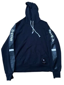 G-Star Raw Womens Hoodie Size Medium Black Jumper Pullover Big Logo Drawstring - Picture 1 of 8