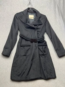Derercuny Angora Belted Trench Coat Runway Couture Womens 38 / M Minimalist Chic - Picture 1 of 13