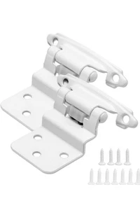 50 paquetes (25 pares) de bisagras de gabinete de 3/8 pulgadas blancas para puerta de gabinete - Imagen 1 de 8