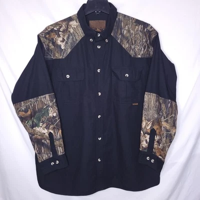 Whitetails Shirt Mens 2XL Black Camo Hunting Mossy Oak - Image 1 of 4