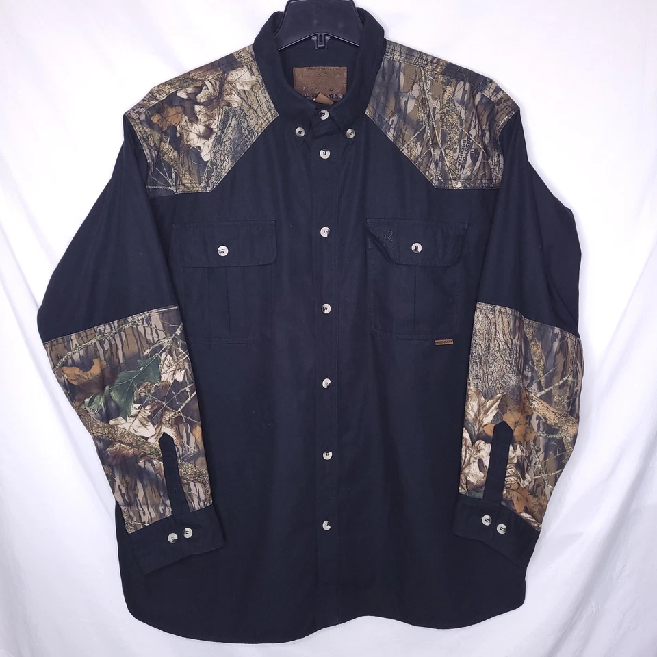 Whitetails Shirt Mens 2XL Black Camo Hunting Mossy Oak - Image 1 of 4