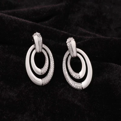 Italiano Luxury Earring 925 Silver Enamel Dangle 5A Rhodium Luxury Touch Tops - Image 1 of 4