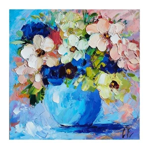 original oil painting Colorful flowers artwork Floral small wall art 6*6 inch - Picture 1 of 15