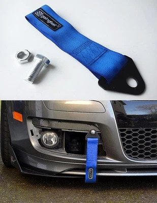 Universal Racing Sport Tow Hook Strap Band High Strength Heavy Duty Loop Blue - Image 1 of 4