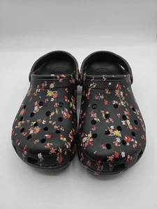Rare Black Fliwer Pattern Crocs Size 8 Men's - Picture 1 of 12