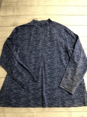 Croft & Barrow Shirt Womens 2XL Blue Space Dye Mock Neck Long Sleeve Casual - Image 1 of 4
