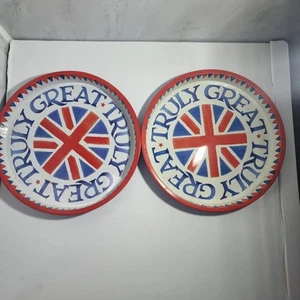 2 X Emma Bridgewater Union Jack Truly Great Round Serving Tray Drinks Tea Tray - Picture 1 of 9