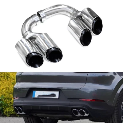 For 19-24 Porsche Cayenne Silver Exhaust Tips Tail Pipes Double Tube Double Out - Image 1 of 4