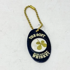 Lucky Genuine 4 Leaf Clover Black Keychain Fob Vtg Delicious Calvert Extra - Picture 1 of 3