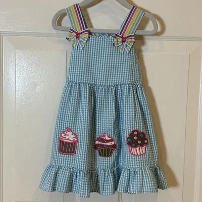 Vestido Solero Emily Rose Azul Seersucker Cupcake Fiesta de Verano 3T Foto 1 de 4