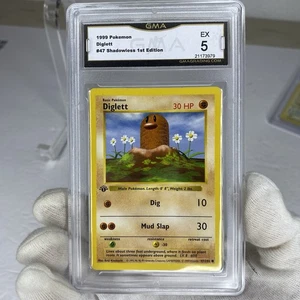 Pokemon 1999 Diglett #47 Shadowless 1st Edition GMA Graded EX 5 - Picture 1 of 2