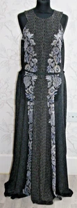 GOTTEX Beach Dress Long/Maxi A-Line UK16/XL Large Floral Black/White Resort-Wear - Picture 1 of 13