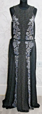 Vestido de Playa GOTTEX Largo/Maxi Línea A UK16/XL-L. Floral Negro/Blanco *Resort-Wear* Foto 1 de 4