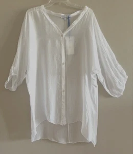 Tempo Paris women's silk tunic w/dolman elastic bottom sleeve us size XL Italy - Picture 1 of 5