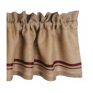 Valance 72 inch Burlap Red Stripe Farmhouse Primitive Curtain Decor - Picture 1 of 3