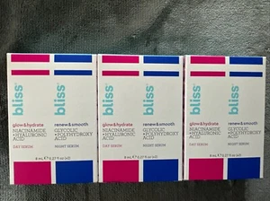 Bliss Renew & Smooth Night Serum AND Day Serum 0.27 Oz Each, New Lot Of 3 - Picture 1 of 1