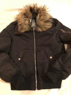 H & M пальто куртка Bomber парка со съемным искусственного меха размер 4 женщин новый с Ярлыками Org $50 - Изображение 1 из 4