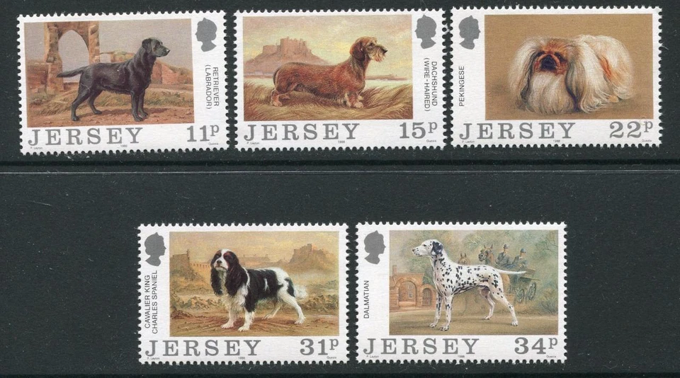 JERSEY MNH UMM STAMP SET 1988 SG 438-442 JERSEY DOG CLUB CENTENARY DOGS - Image 1 of 1