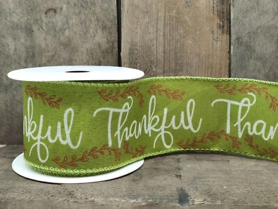 Schleifenband Dekorationsschleife Band Erntedank moosgrün 6,3 cm breit - 9m - Bild 1 von 2