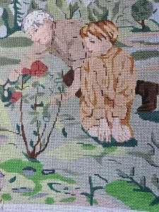 Aviva~Gardening With Grandpa~Rose Garden~HP Needlepoint Canvas - Picture 1 of 3
