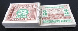 Ohio Sales Tax Stamp Revenue Booklet 3 Cent Partial w/ Vendor Receipt - Picture 1 of 4