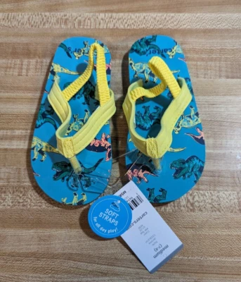 Carter's Baby Unisex Size 7-8 Rubber Soft Straps Teal Dinosaur Flip Flops - Image 1 of 2