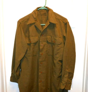 Vintage US Military Army Olive Green Cold Weather Field Shirt Wool Nylon Size 32 - Picture 1 of 6