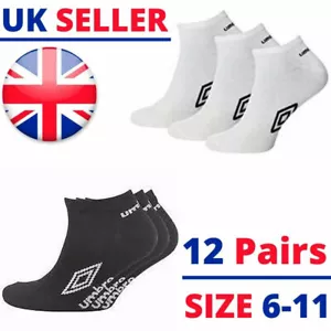 6 Pairs Mens Official Umbro Trainer Sports Socks Cotton Rich UK Size 6-11 - Picture 1 of 7