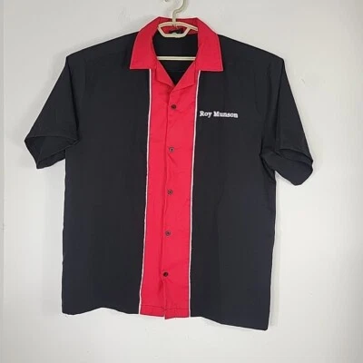 Camisa retro Hilton Bowling Roy Munson Headbangers Bowl para hombre grande roja y negra Foto 1 de 4