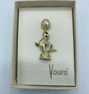 1960s VOLUPTE Circus Seal Simulated Ruby Eye Pin Brooch Vintage Made in USA NIB - Picture 1 of 5