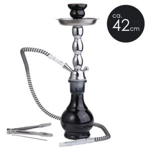 Wasserpfeife Shisha Nargile Set ca.42cm Debdou 1 Schlauch Hookah Schwarz Glas - Bild 1 von 5