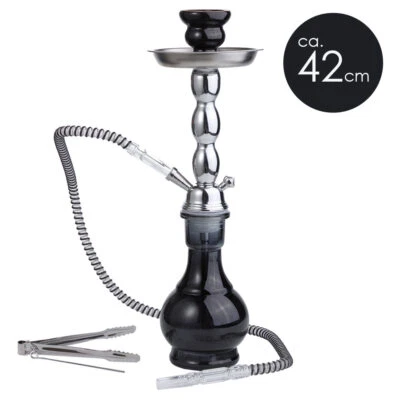 Wasserpfeife Shisha Nargile Set ca.42cm Debdou 1 Schlauch Hookah Schwarz Glas - Bild 1 von 4