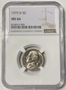 🔥1975 D Jefferson Nickel 5C NGC MS 66🔥 - Picture 1 of 2