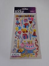 Scrapbooking Crafts Stickers Sticko Birthday Party Cake Streamers Red Blue Hats