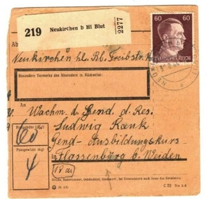 GERMANY WW2 Parcel Card *Flossenburg Concentration Camp* 1944 Cover MA50 - Picture 1 of 6