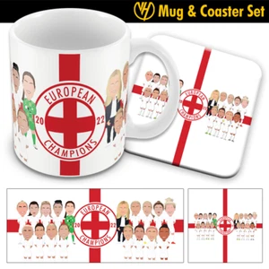 England Champions Of Europe 22 Printed Mug & Coaster Set Great Christmas Gift - Picture 1 of 1