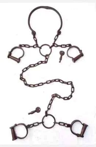Handschelle mit 2 Schlüsseln Antik Handarbeit Selten Hals Bein & Handfesseln - Bild 1 von 5