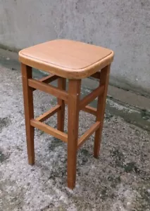 Mid Century Leather Top Stool Made In Romania Vintage - Picture 1 of 5