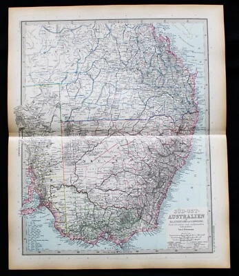 STIELERS HAND ATLAS  WORLD MAP PLATE PAGE NO.73 SOUTHEASTERN AUSTRALIA 1888 - Image 1 of 4