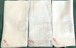 3 Vintage Men’s Swiss Cotton Handkerchiefs Hand Rolled NWL Embroidered Mono B/M - Picture 1 of 6