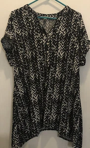blusa donna db Established nero bianco 2 Xl spina di pesce SS con bottoni - Foto 1 di 5