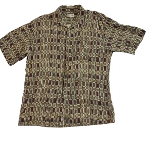 Pierre Cardin Mens Large Rayon Short Sleeve Button Up Abstract Shirt Size Large - Picture 1 of 8