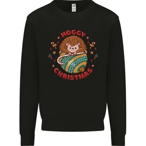 Funny Hoggy Christmas Hedgehog Kids Sweatshirt Jumper - Picture 1 of 35